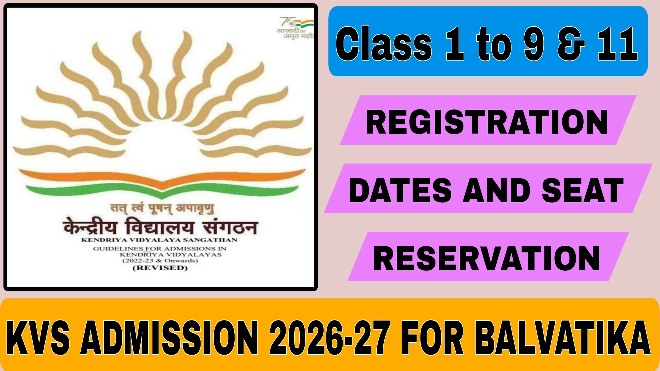 KVS Admission 2026-27 for Balvatika